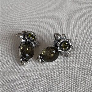 Vintage Silver 925 Peridot Floral Earrings